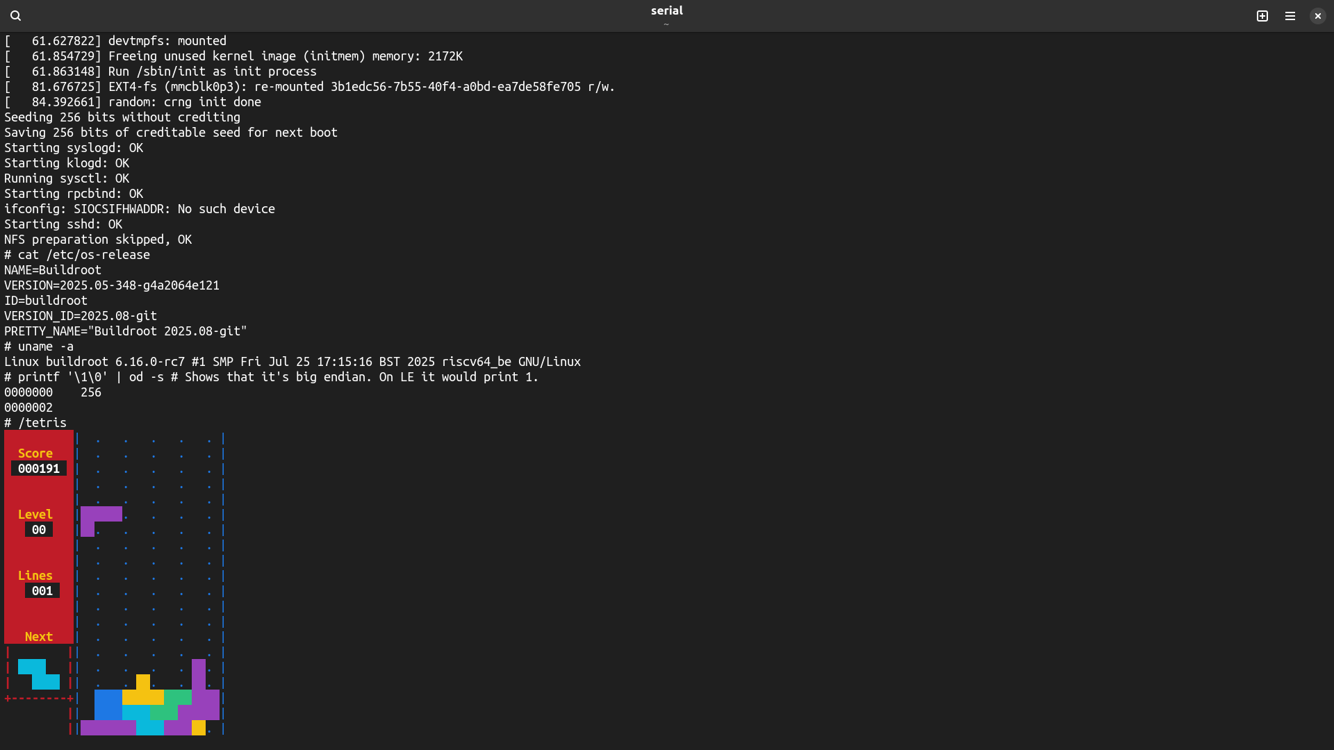 CVA6 big‑endian boot log