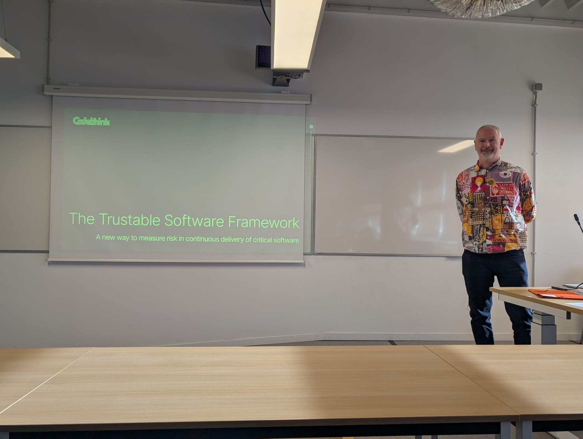 Paul Sherwood presenting at FOSDEM 2025