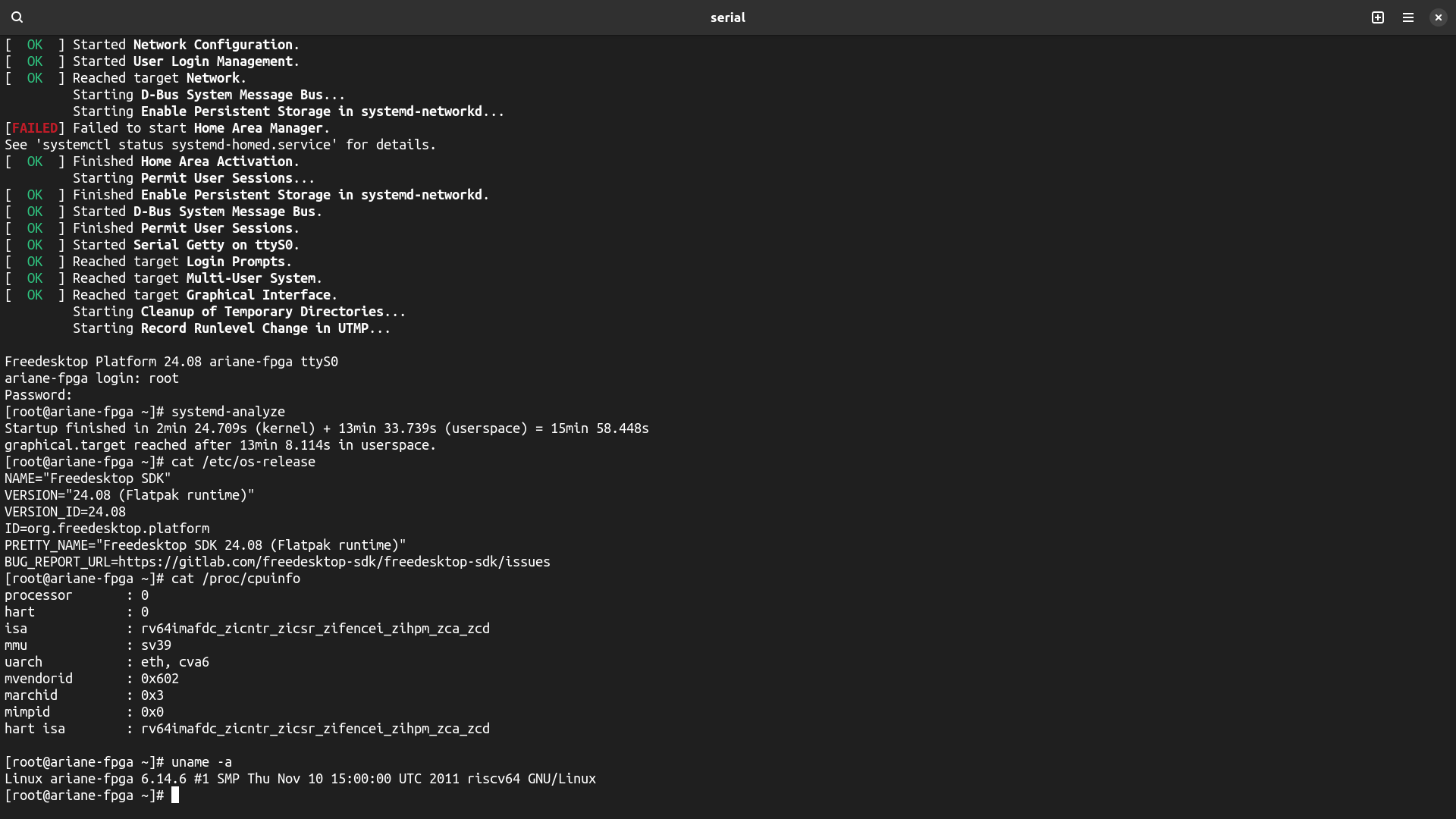 Freedesktop SDK on CVA6